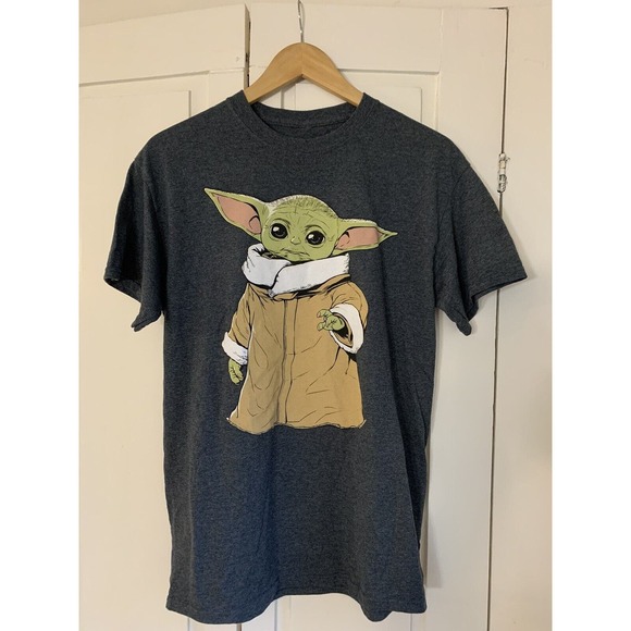 Star Wars T‎ Shirt Unisex Medium Gray Baby Yoda Grogu Short Sleeve Star Wars - Picture 1 of 8